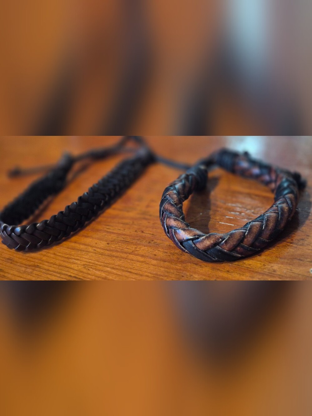 Hand-Braided Brown and Black Leather Bracelet